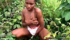 Tricky farmer demanding hard sex from ebony teen