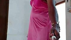Pink satin nighty CD Indian sexy Lara Dsouza