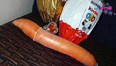 The bad rabbit girl engulfs the carrot in her ass