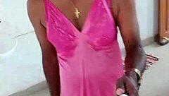 Pink satin nighty CD Indian sexy Lara Dsouza
