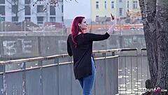 Redhead German Student Melina Gets Fucked in Public Casting for Money, Big Cock Action.