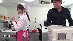 Asian Office Lady Chihiro Akino Slams Hardcore Blowjob for Creampie.