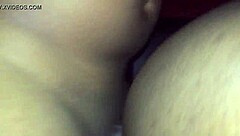 hey, thick cum lands right on her pussy