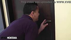 Angel Lima, the Peruvian pornstar, gets bent over for blowjob and riding big cock in double penetration scene