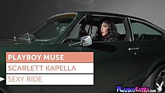 Scarlett Kapella, stunning tall milf, strips on car hood