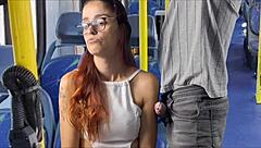 Student is being fucked on the bus in public