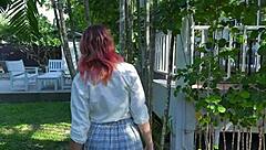 busty college babe gets tied up nicely by her friend