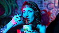 Sexy Redhead Crushes Cup Noodles With Feet