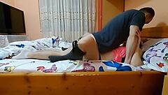 Petite teen in knee high socks takes missionary position to get fucked