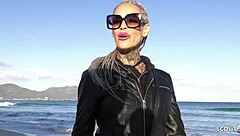 Slim german mature wife with tattoos discusses no condom cheating at hotel