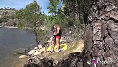 Noa Enjoys Outdoor Fun Banging Her Date Next to the Lake with Doggy and Riding