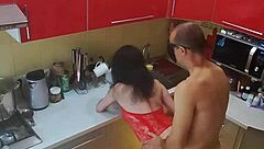My beautiful wife has rough kitchen sex