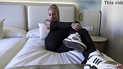 Fit, tattooed German brunette cheats at luxurious hotel