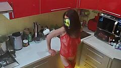 My beautiful wife has rough kitchen sex