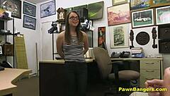 Nerdy Brunette Teen Sucks Cock For Cash!
