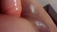 Tight Shemale Plays with 11 Inch Dildo