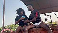 Nigerian girl gives intense blowjob and gets fucked doggystyle