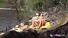 Noa Enjoys Outdoor Fun Banging Her Date Next to the Lake with Doggy and Riding