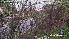 I watch a pretty girl pee in nature