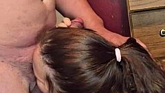 cock gets sucked deep with tongue play and blowjob