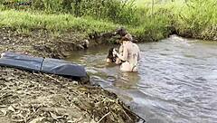 Bold Outdoor Threesome by River
