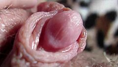 A girl with a big clit reaches orgasm under the camera
