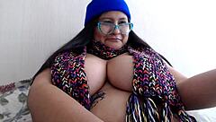 What happens when BBW goes topless on a cold day? Her nipples get hard!