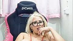 Blonde amateur shows off in hotel room.