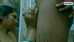 naughty young man gets intimate with older woman in bathroom