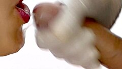 The japanese lovers share an invisible connection with monster cock fucking her pussy close up