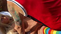 Latina uses sex toy on wet pussy outdoors