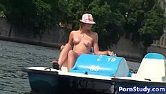 European Eurobabe Rides Nude on Waterbike