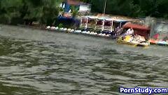 European Eurobabe Rides Nude on Waterbike