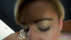 Blonde cute hottie keyton sucks a cock and gets her wet pussy fucked. Bent over for rimjob and swallow.