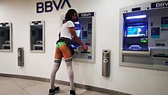 Mexican Teen Transsexual Flashes Cock in Outdoor Cable Bus