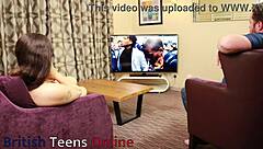 british 19 year old treats older boyfriend to oily fun.