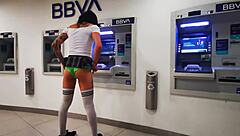 Mexican Teen Transsexual Flashes Cock in Outdoor Cable Bus