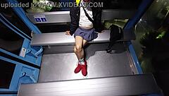 Mexican Teen Transsexual Flashes Cock in Outdoor Cable Bus