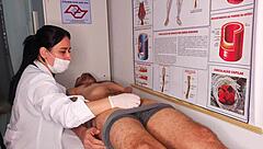 Erection In Front Of Nurse At Hospital