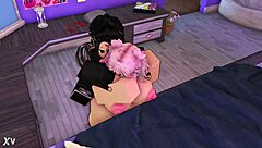 getting mounted and throatfucked by horny futanari with slut lesbian boobs face fucking cartoon big ass cock big tits sex