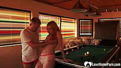 damn, this sexy ginger babe totally owns the billiard room with her wild deepthroat moves!