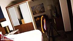 Hotel Room Passion Ignites with Intense Interracial Action