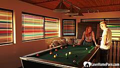 damn, this sexy ginger babe totally owns the billiard room with her wild deepthroat moves!