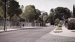 Adorable young teens explore taboo fantasies by sharing a cock in a kinky threeway session