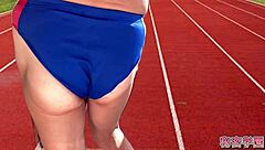 Hey, I'm Sneaky! Secret Handjob Ejaculation as a Fake Athlete!