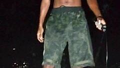 park interview with skinny beautiful mature