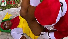 New Year Fuck Between African Santa And Stepdaughter Of His Close Friend In The Bush