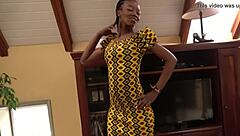 Dark African bombshell nails interracial facial at casting