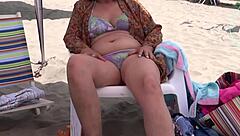 Curvy Mother-In-Law Fingers And Lets Stepson Cum On Beach