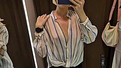 Big Tits Spied in Dressing Room with See-Through Outfit! 😍